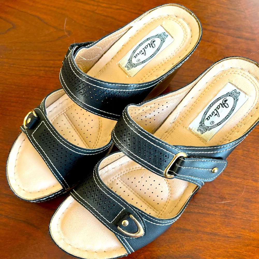 Italia strap wedge sandals.